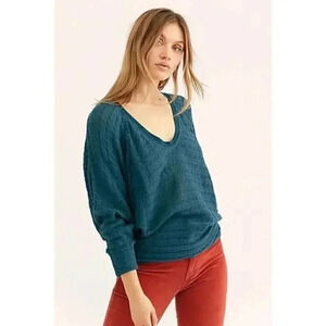 Anthropologie We the Free Theon Hacci Thermal Pullover Shirt Slouchy Size S